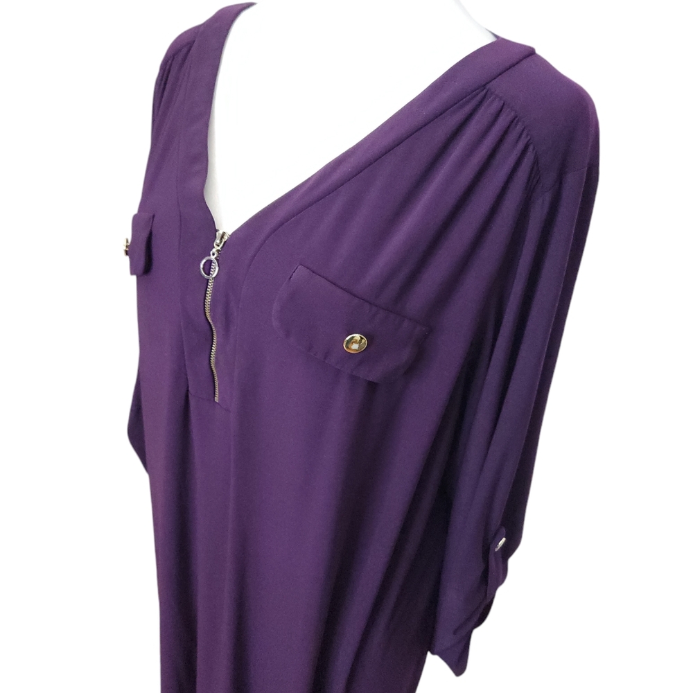 Emma & Michele‎ Eggplant Deep Purple Long Tunic Dress  Size 2X Plus - Picture 4 of 6